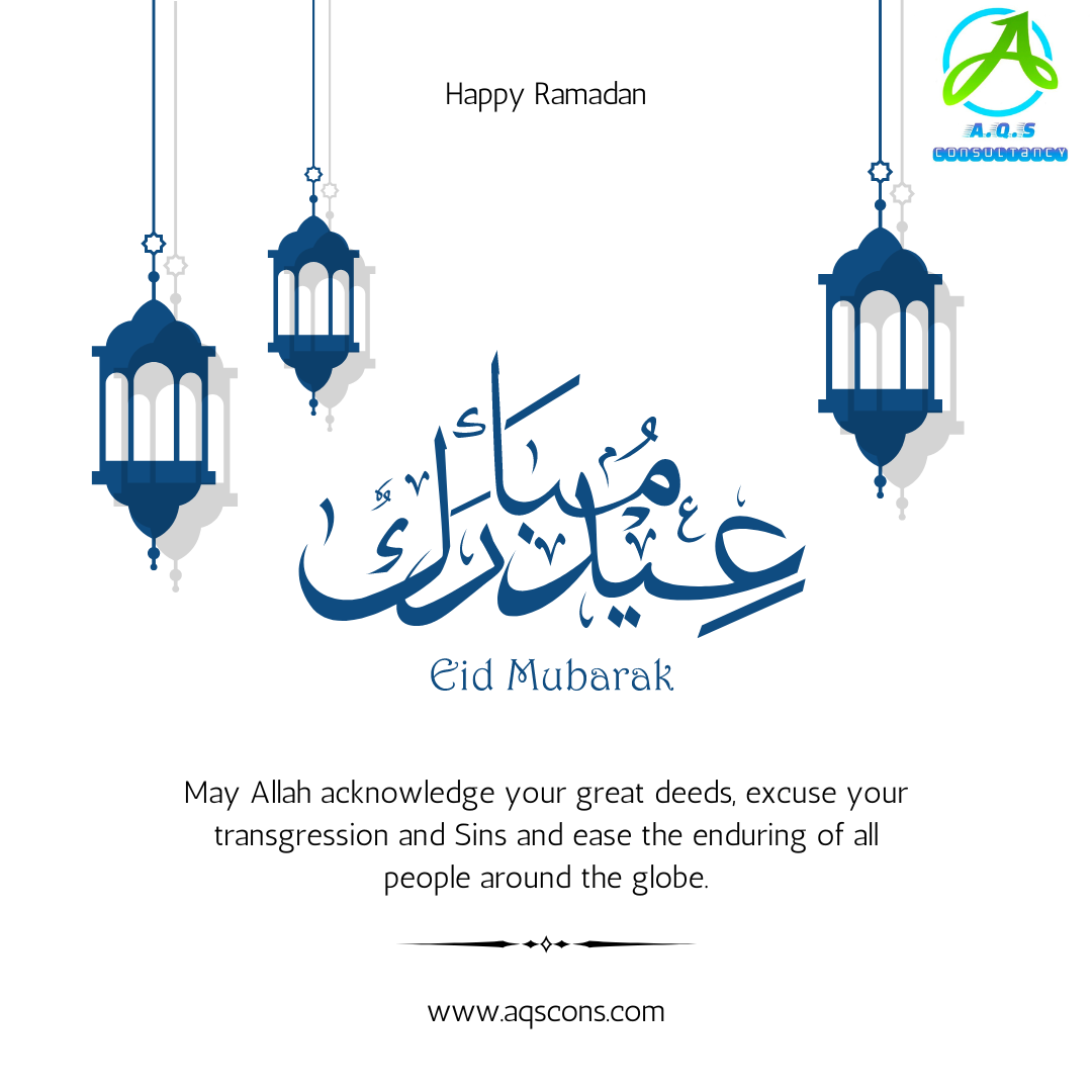 White and Blue Simple Eid Mubarak Quote Instagram Post